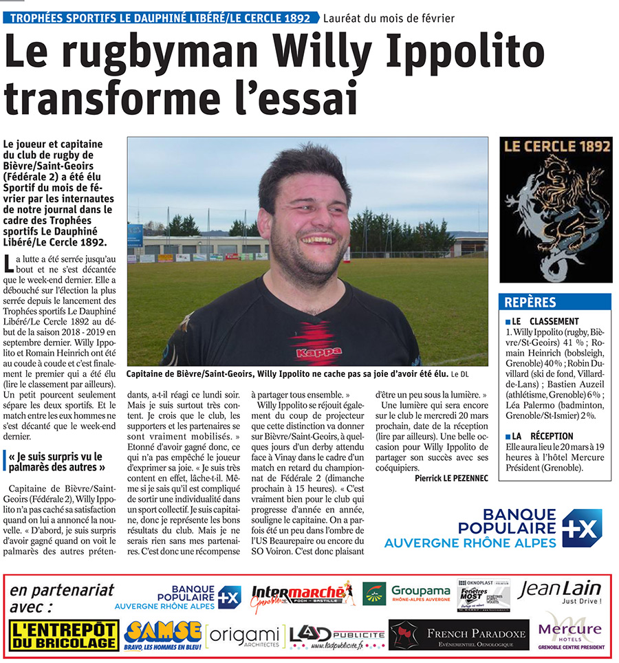 Article le rugbyman Willy ippolito transforme l'essai Article le rugbyman Willy ippolito transforme l'essai